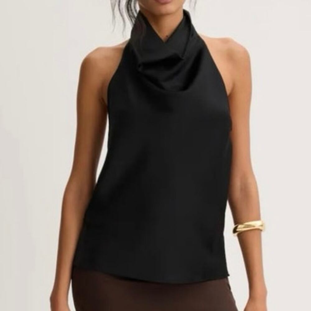 A.L.C. Black Ayla halter satin  Top Size 12